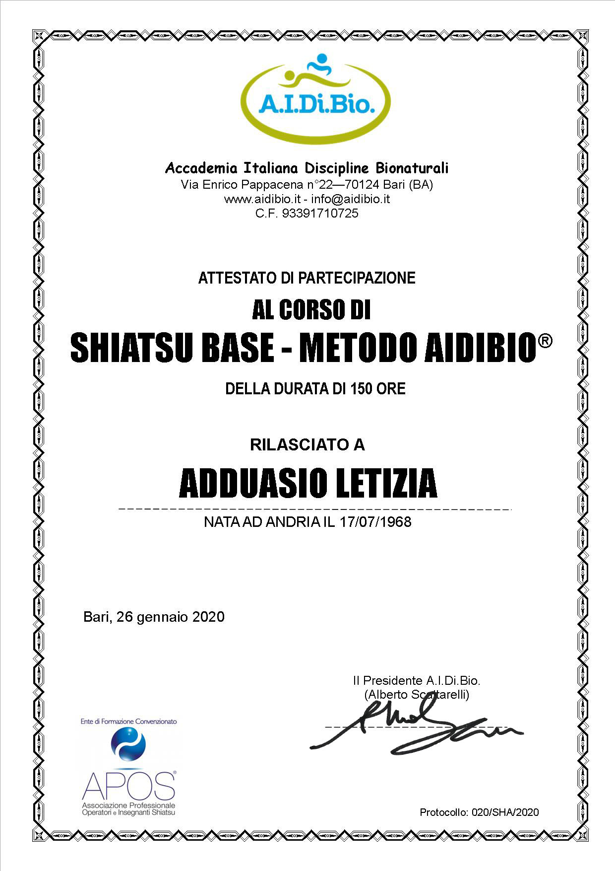 020 SHA 2020 Adduasio